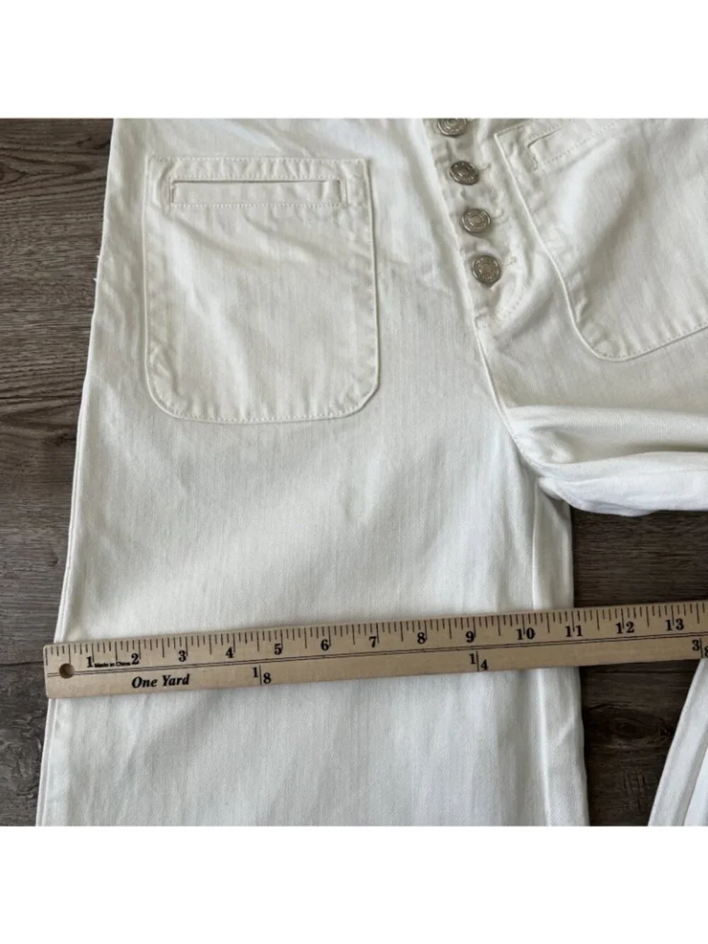 Free People Colette Wide Leg Crop Jeans Womens 26 Ivory Button Fly High Rise